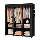 Portable Closet Wardrobe Storage Organizer Metal Hanging Rack 50 Inch Black