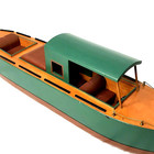 Vintage Wooden Pond Boat Model 24  Decor Mcm Cabin Cruiser Yacht Folk Toy Green