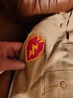 Vintage 1957 Us Army Officer Military Tan Khaki Service Coat Marlow White