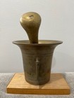 Vintage Antique Brass Or Bronze Double Handled Mortar   Pestle 