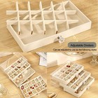 Earring Box Holder Organizer Display Case  Clear 3 Drawers  Beige