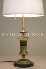 French Empire Neoclassical Green Onyx Black Marble Bronze Table Lamp 20 s