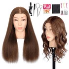 Mannequin Head Human Hair  100  Real Hair Cosmetology Manikin Head 100  Brown
