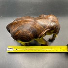 Vintage 5 5    Hand Carved Wooden Elephant Statue Solid Grained Wood Figurine