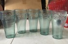 Vtg Coca Cola Advertising Plastic Cups Dixie Collectables Set Of 5 - Clear Green