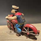 8  Antique Vintage Style Cast Iron Popeye Sailor On Patrol Motorcycle