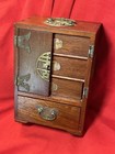Jewelry Box Antique Asian Chinese Style Teak 10  Parts Repair See Pics 1 Door