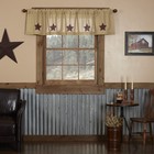 Vhc Brands Primitive 16 x72  Stars Valance Tan Rod With Kitchen Window Curtains