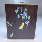 Vintage 1950s Portable Sewing Cabinet Box Folds Wooden   26 Threads W handle
