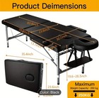 Massage Table Portable Adjustable Tattoo Bed Spa Bed Lashing Table 2 Fold Black