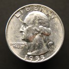 1955-d Washington Quarter - Gem Bu - 90  Silver