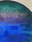 Vintage Heavy Enamel On Copper Plate Mid-century Modern Signed Aker 10    Diameter