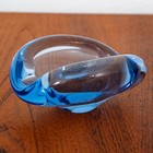 Mid Century Modern Art Glass Ashtray Blue Holmegaard Per Lutken Danish Signed
