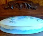 Porcelain Trinket Box Hand Painted Morning Glory Signed Marilyn  langbehn  Oval