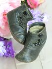 Antique High Top Boots  Shoes Child  Doll Genuine Leather Button-up 4 5 