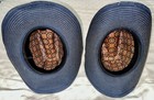 Grail Pair Vtg 70s Pepsi Employee Denim Hats Cowboy Pattern Lining W  Feathers