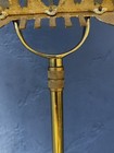 Vtg Brass Sheet Music Stand Ornate Adjustable Lyre Harp Shape Footed