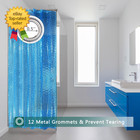 Blue Shower Curtain Liner 100  Waterproof Eva 3d Shower Curtains With 3 Duty Hea