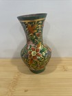 Vintage Hand Painted Chinesegreen Cloisonne Vase W multicolor Floral Decoration