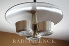 Xl Atomic Space Age Modern Virden Saucer Tri-spot Reel Suspension Swag Lamp 1956