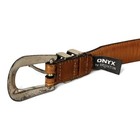 Vintage Brighton Onyx Collection Womens 32 Brown Croc Leather Belt Silver Buckle