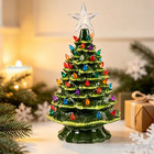 15  Pre-lit Ceramic Christmas Tree Hand-painted Tabletop With Lights