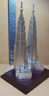 Petronas Twin Tower Klcc For Souvenirs  9  With Wooden Base And Clock