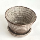 Vintage Hand Thrown Art Pottery Planter With Drain Holes   Plate Taupe 4    Tall