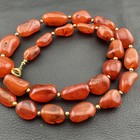 Vintage Himalayan Tibetan Carnelian Agate  Tumbled Shape Necklace 