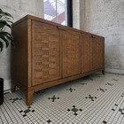 Mid Century Modern Woven Wood 4 Door Sideboard Buffet Cabinet Console Credenza