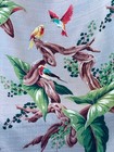 Parakeets   Driftwood Retro Birds Mid Century Art Deco Barkcloth Vintage Fabric