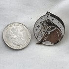 Grim Reaper Crystal Ball Stars Black White Silver Wiccan Enamel Pin Brooch