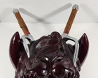 Vintage Resin Oni Hannya Demon Mask Sai Holder With Sai Set