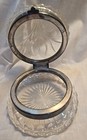 Vintage Daisy Floral Cutcrystal Powder Jar W silver Hinge Circa 1910 