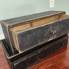 Vtg Handmade Wood 2 Pc Cabinet Apothecary Spice Tea 4 Drawers Hanging Table Top