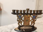  Small 2 7 8   Vintage Brass Menorah Jerusalem Signed Hen-holon Israel   
