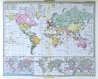 1892 Stieler World Map Africa Europe Asia Australia North South America Climate