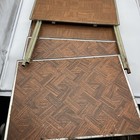 Set 4 Vintage Folding Tv Tray Tables Faux Parquet Wood Gold Legs