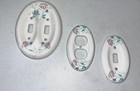 Vintage 3 Pc Ceramic White With Pink Floral Cottagecore Style Plug   Switch Plat