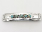 Navajo Handmade Hammered Sterling Silver With 5 Turquoise Stones Hair Barrette
