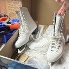 White Vinyl Figure Ice Skates Size 9 Lace-up With Blades For Ice Skating