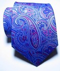New Classic Paisley Blue Red Jacquard Woven 100  Silk Men s Tie Necktie