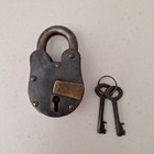 Antique Padlock 4   Cast Iron Lock And Keys Old Vintage 1800s Style