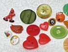 31 Mixed Bakelite   Plastic Buttons 1 2-1 1 4 Clown Wavy Rnd Hearts All Colors