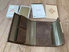 Vintage Leather Playing Card Case Holder With Cards And Score Pads   12 x4 x1 