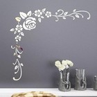 2pcs 3d Mirror Acrylic Flower Wall Stickers Art Mural Decal Home Decor Removable