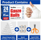 24 Pack 4 Inch 4 1 Yards Gauze Bandage Roll  Gauze Wrap Rolls For Wounds