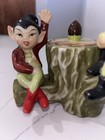 Vintage Elf Pixie Gnome Salt   Papper Shakers On Log Condiment   Made In Japan
