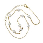 Vintage Gold-tone Sterling Silver 925 Imitation Pearl Necklace 15 5-17 5 