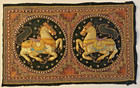 Vintage Velvet Embroidery 31 x18  Unframed Burmese Kalaga Horse Tapestry